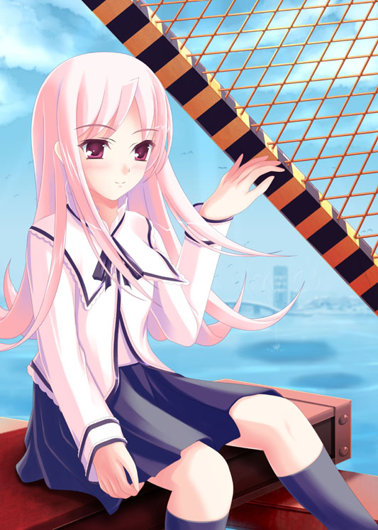 asuka (nonono tsuushin), lucy maria misora, to heart (series), to heart 2, tagme, 00s, school uniform, serafuku, sitting, skirt