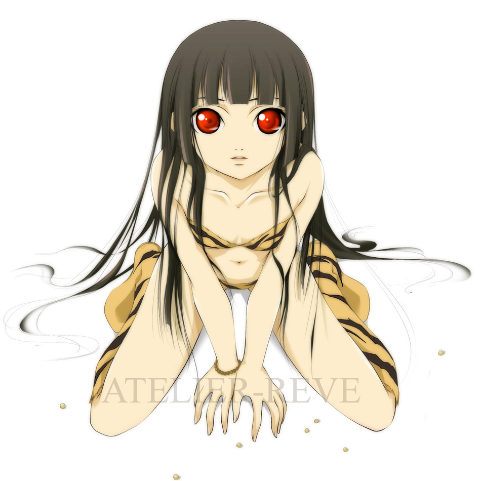 enma ai, jigoku shoujo, tagme, 00s, black hair, red eyes