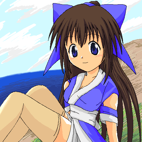 suzu (nagasarete airantou), nagasarete airantou, lowres, 00s, bow, thighhighs