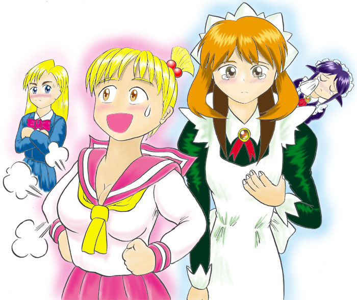 andou mahoro, andou minawa, mahoromatic, tagme, maid, school uniform, serafuku