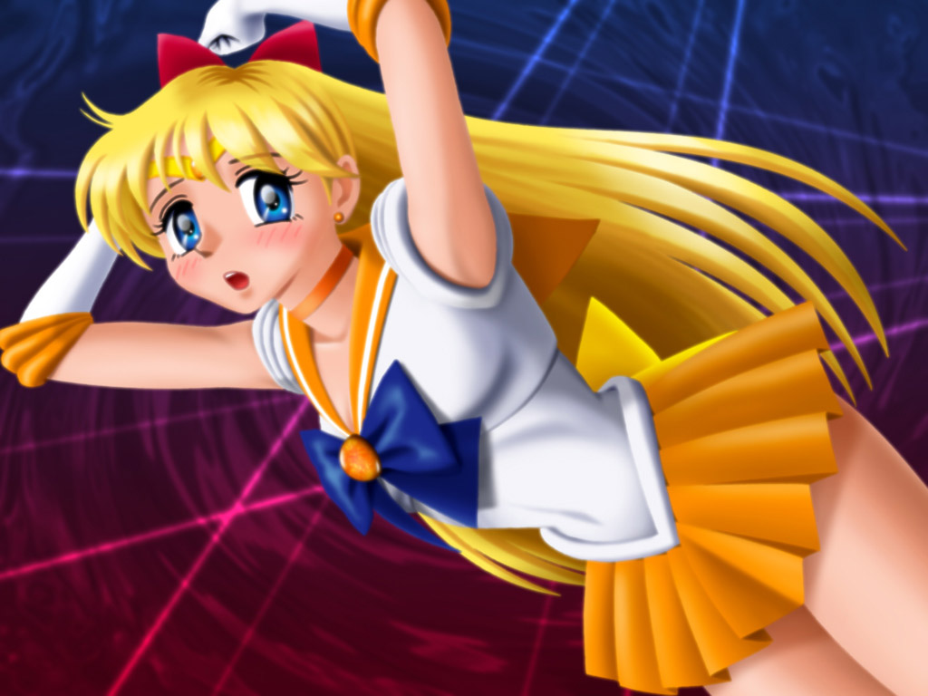 aino minako, sailor venus, bishoujo senshi sailor moon, 1990s (style), 1girl, blonde hair, blue eyes, blush, choker, female focus, school uniform, serafuku, solo