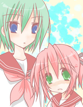 iwasaki minami, kobayakawa yutaka, lucky star, lowres, tagme, 00s, school uniform, serafuku