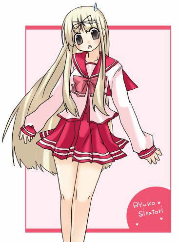 shiratori ryushi, shiratori ryuuko, mahoraba, to heart, to heart (series), lowres, 00s, 1boy, character name, crossover, male focus, school uniform, serafuku, solo, trap