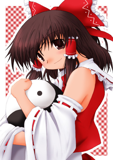 makkuroh (yoh-ku), hakurei reimu, touhou, tagme, 1girl, female focus, solo, upper body