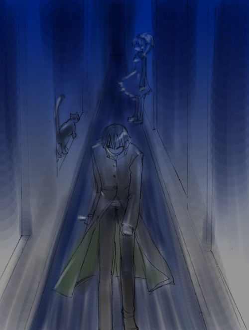 hei (darker than black), mao (darker than black), yin (darker than black), darker than black, 00s, black cat, cat, sketch