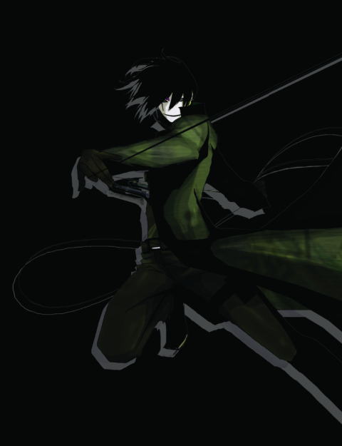 hei (darker than black), darker than black, swinging, 00s, 1boy, belt, black gloves, black hair, coat, fighting stance, gloves, male focus, mask, night, solo, trench coat, wire