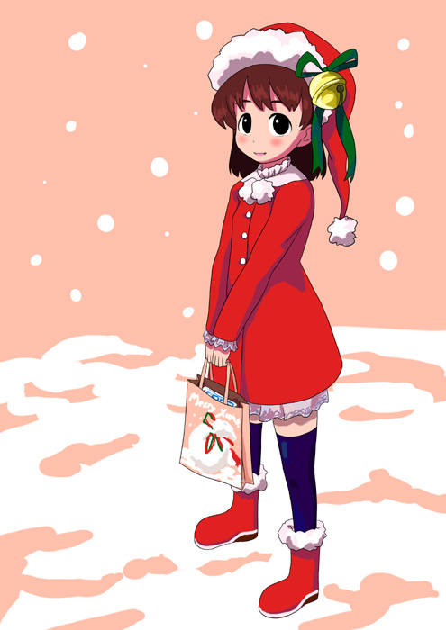 tagme, bag, bell, christmas, santa costume, snow, thighhighs