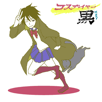hei (darker than black), mao (darker than black), sailor moon, bishoujo senshi sailor moon, darker than black, lowres, black cat, cat, cosplay, crossover, sailor moon (cosplay)