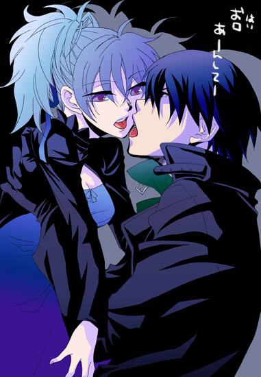 hei (darker than black), yin (darker than black), darker than black, tagme, 00s, couple, eye contact, imminent kiss, kiss, looking at another, open mouth
