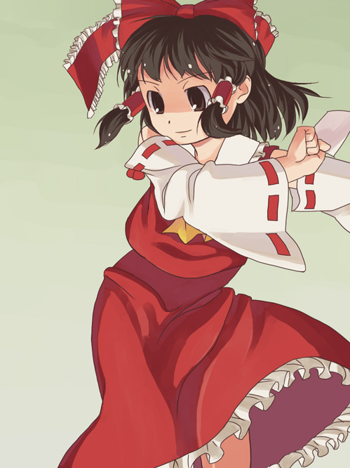 c-lop, hakurei reimu, touhou, tagme, 1girl, female focus, gradient background, solo