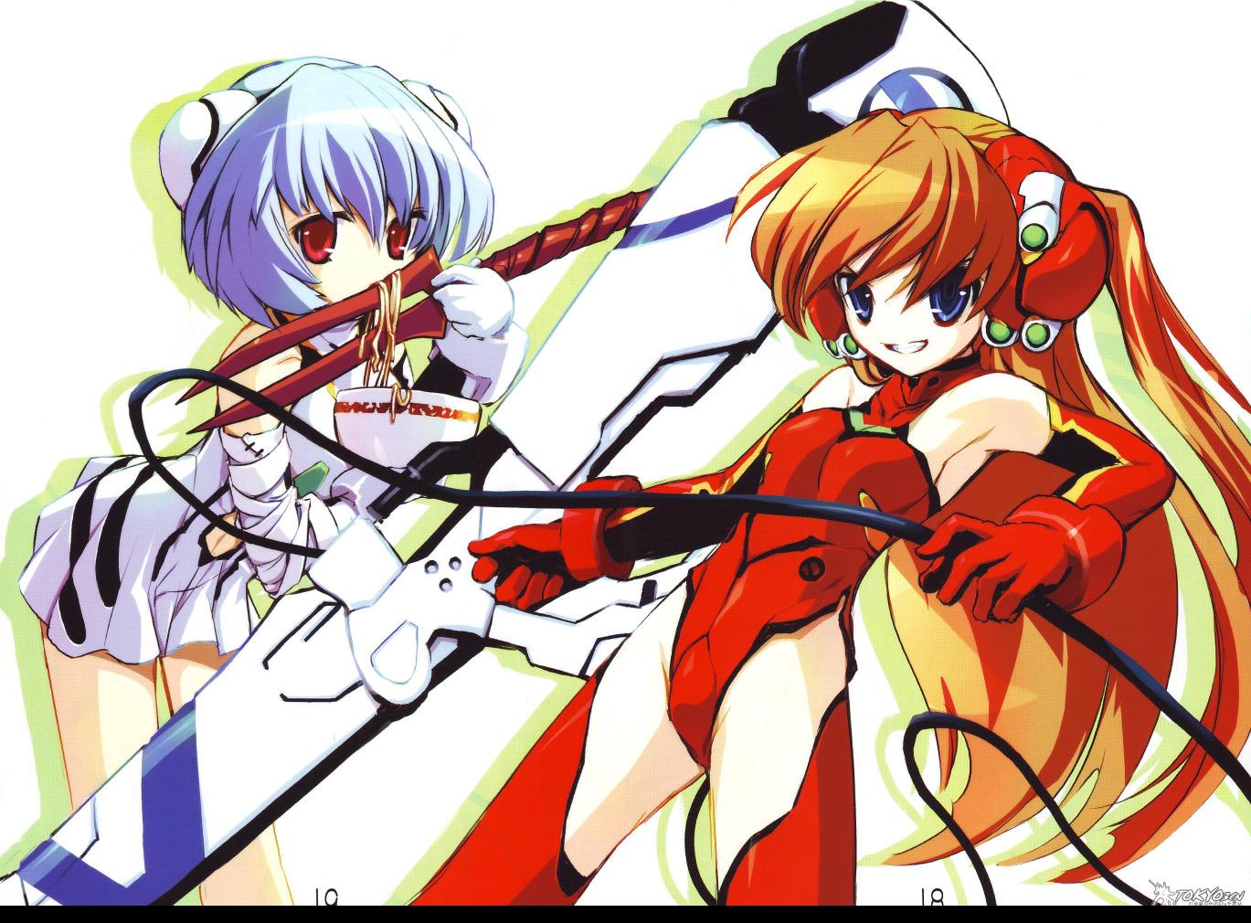 ayanami rei, souryuu asuka langley, neon genesis evangelion, tagme, mecha pilot suit, plugsuit (evangelion), thighhighs