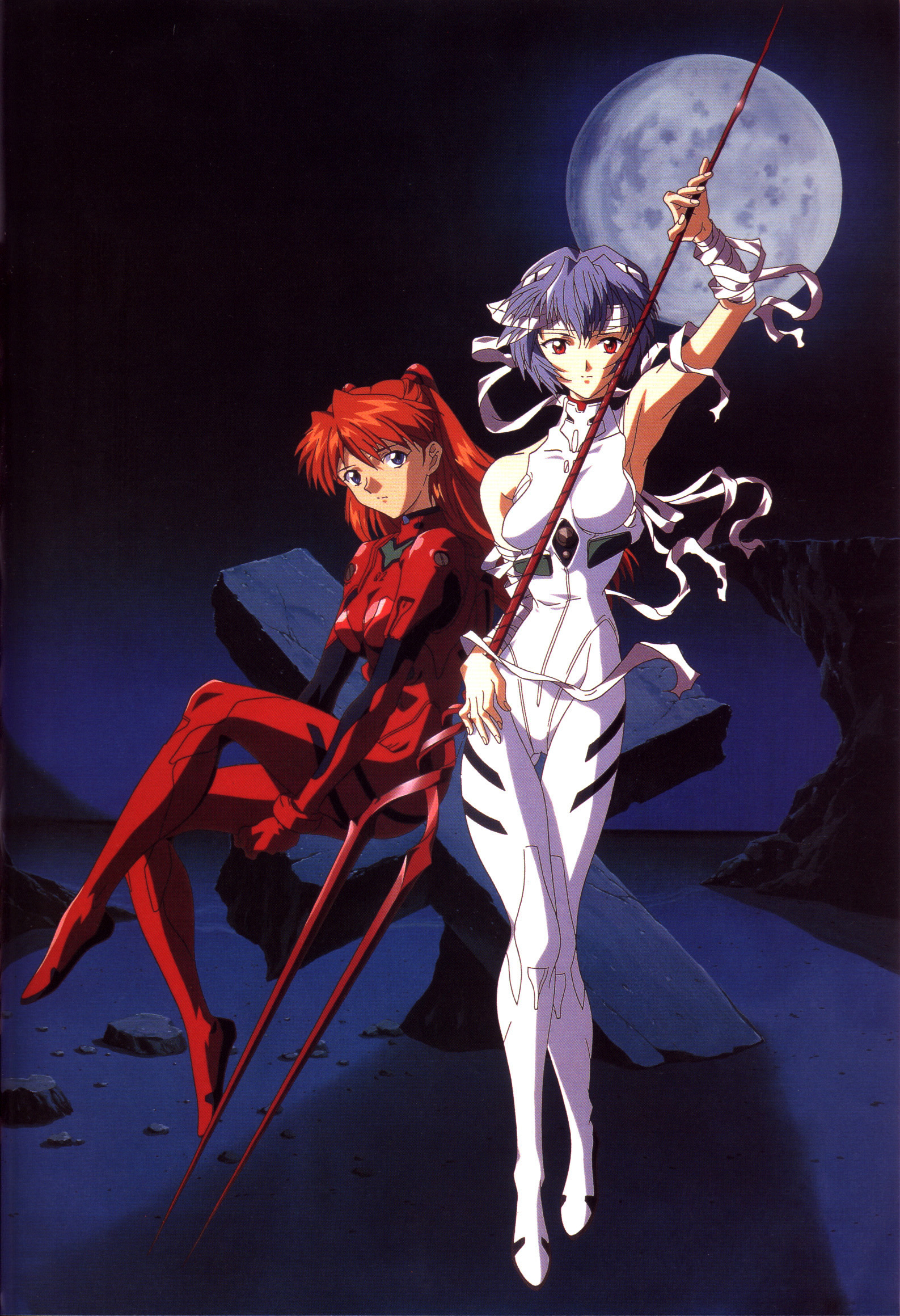 ayanami rei, souryuu asuka langley, neon genesis evangelion, highres, tagme, mecha pilot suit, plugsuit (evangelion)