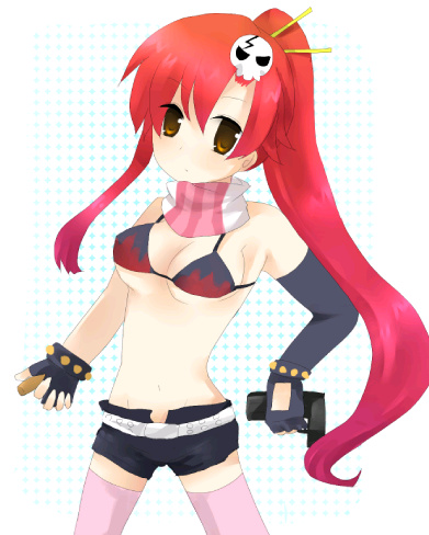 yoko littner, tengen toppa gurren lagann, lowres, 00s, red hair, thighhighs