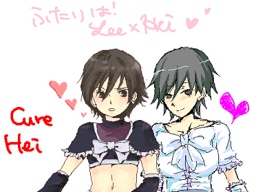 cure black, cure white, hei (darker than black), darker than black, precure, lowres, tagme, cosplay, crossover, cure black (cosplay), cure white (cosplay)