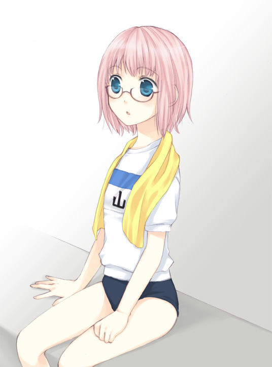 usashiro mani, tagme, glasses, gym uniform