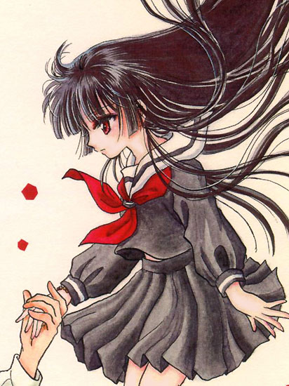 enma ai, jigoku shoujo, tagme, 00s, school uniform, serafuku