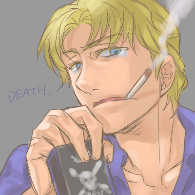 november 11 (darker than black), darker than black, lowres, tagme, 00s, 1boy, cigarette, male focus, skull, smoking, solo