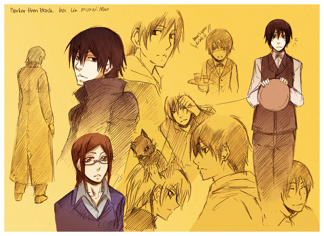 hei (darker than black), kirihara misaki, mao (darker than black), yin (darker than black), darker than black, 00s, black cat, cat