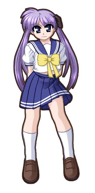 ooba kou, hiiragi kagami, lucky star, tagme, 00s, 1girl, female focus, school uniform, serafuku, simple background, solo
