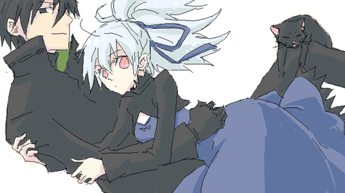 hei (darker than black), mao (darker than black), yin (darker than black), darker than black, lowres, tagme, 00s, black cat, cat