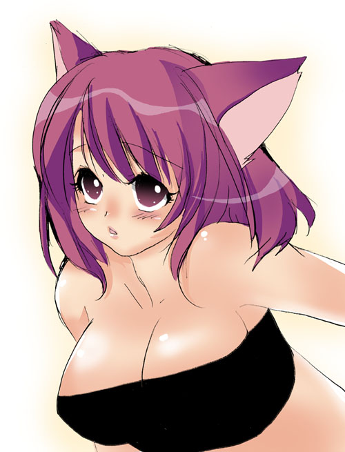 mayumi, tagme, animal ears, breasts, cat ears, cleavage