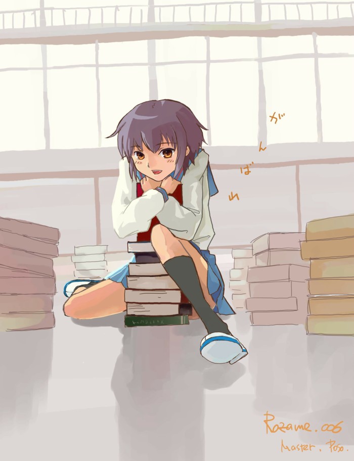 nagato yuki, suzumiya haruhi no yuuutsu, tagme, 00s, school uniform, serafuku