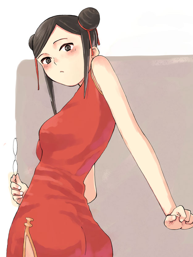yamamoto shima, kirihara misaki, darker than black, 00s, china dress, chinese clothes, dress, glasses, solo