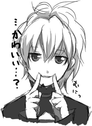 hei (darker than black), yin (darker than black), darker than black, lowres, 00s, fingersmile, greyscale, monochrome, solo