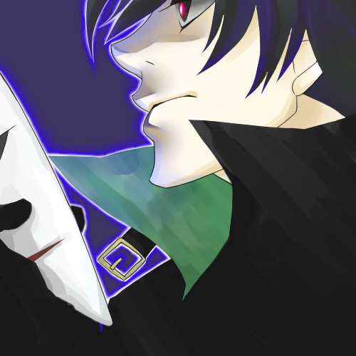 hei (darker than black), darker than black, lowres, 00s, 1boy, male focus, mask, profile, solo