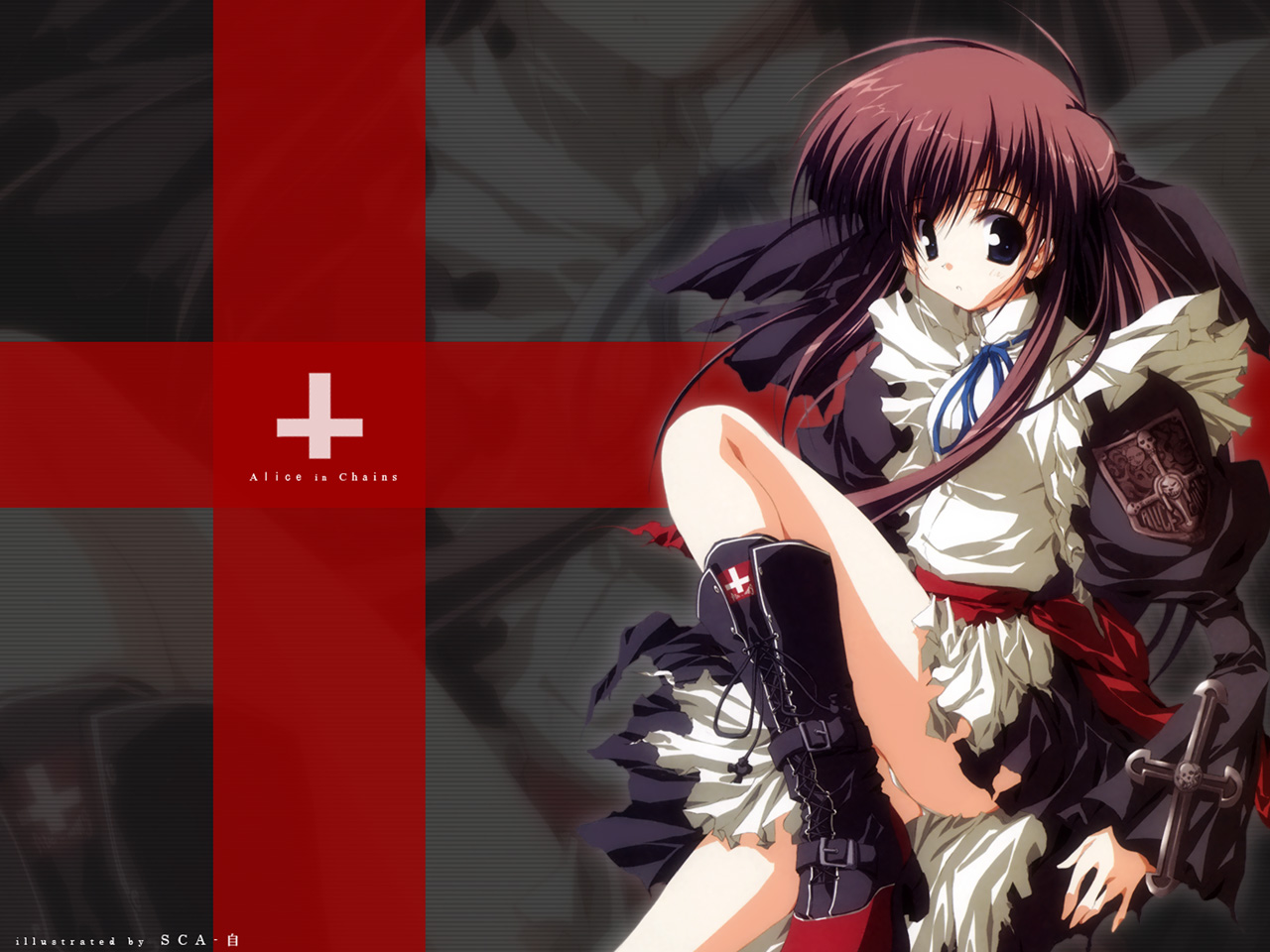 scaji, moekan, brown hair, long hair, maid, panties, ribbon, solo, underwear