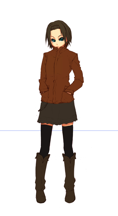 niwa zen, original, boots, jacket, short hair, solo, thighhighs, zettai ryouiki