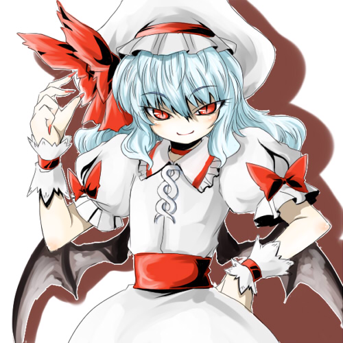 tajima yuuki, remilia scarlet, touhou, lowres, 1girl, bat wings, female focus, solo, wings
