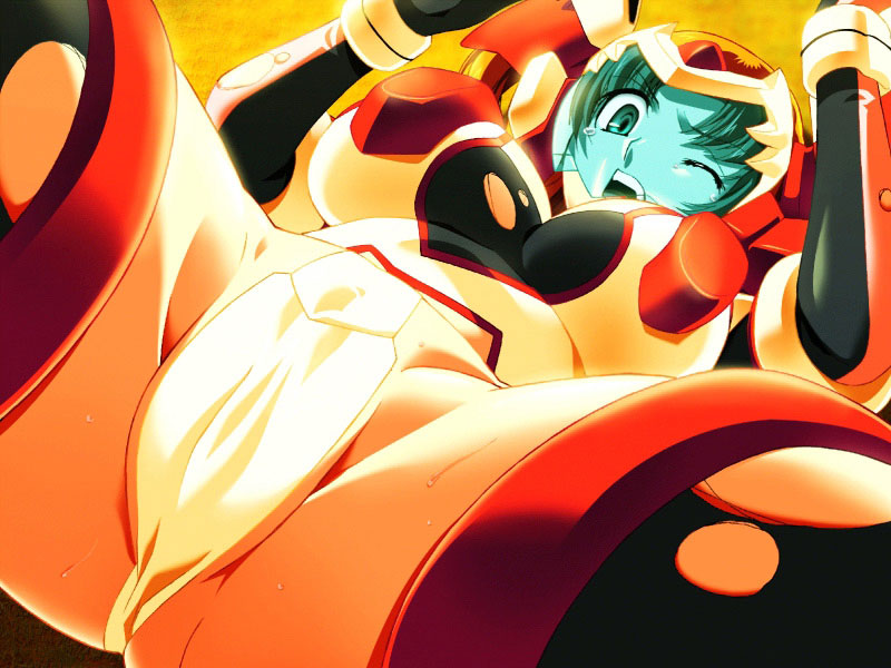 morisaki miku, hitozuma sentai aisaiger, visor, 1girl, breasts, female focus, headgear, solo, tears, wince