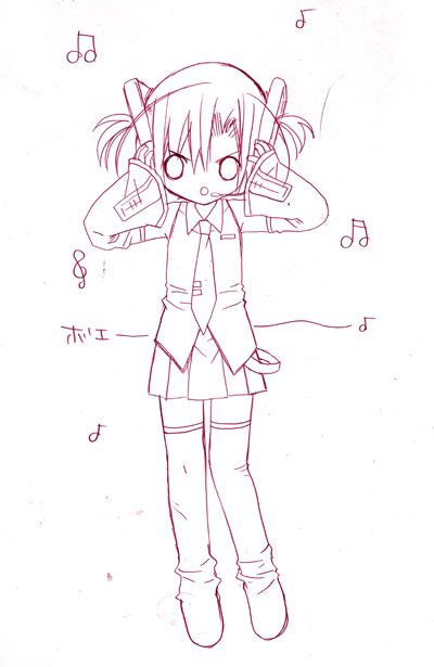 koge donbo, hatsune miku, kazune kujyou, kazune miku, kujou kazune, kamichama karin, vocaloid, 1boy, cosplay, crossdressing, crossdressing (mtf), hatsune miku (cosplay), male focus, monochrome, parody, purple theme, solo, thighhighs, trap