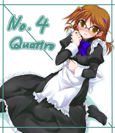kusakami akira, numbers (nanoha), quattro (nanoha), lyrical nanoha, mahou shoujo lyrical nanoha, mahou shoujo lyrical nanoha strikers, 00s, brown hair, glasses, maid, solo, yellow eyes