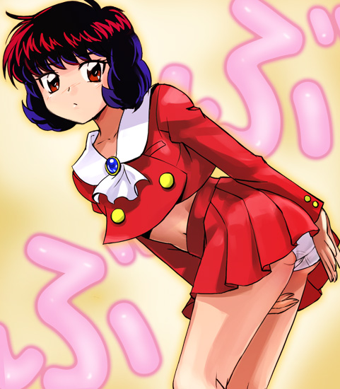 haruyama kazunori, kuroha kyouko, tonde buurin, 1girl, ass, female focus, midriff, panties, pantyshot, school uniform, serafuku, solo, underwear