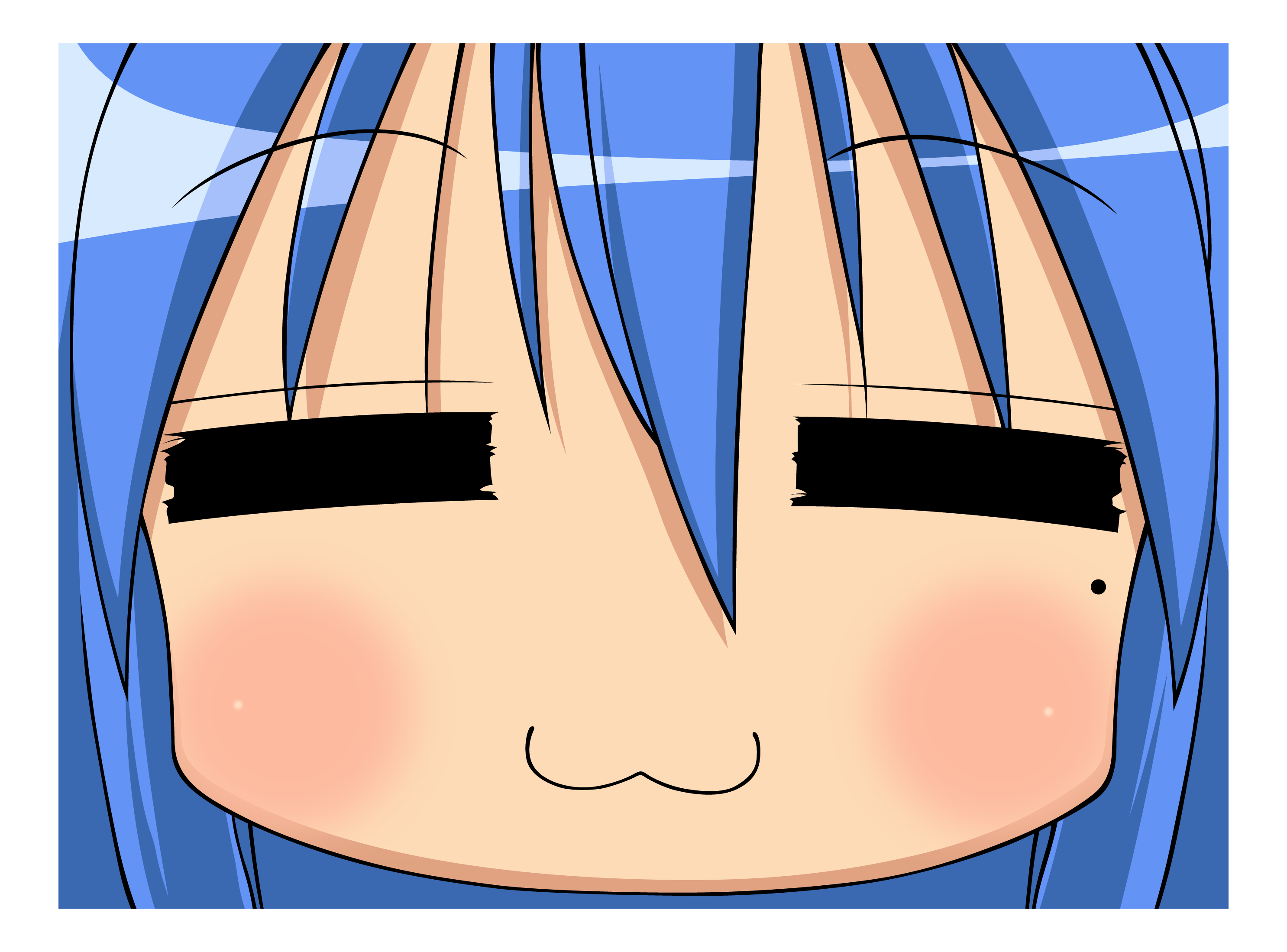 izumi konata, lucky star, derivative work, highres, vector trace, 00s, 1girl, :3, = =, commercial, female focus, mole, mole under eye, solo, transparent background