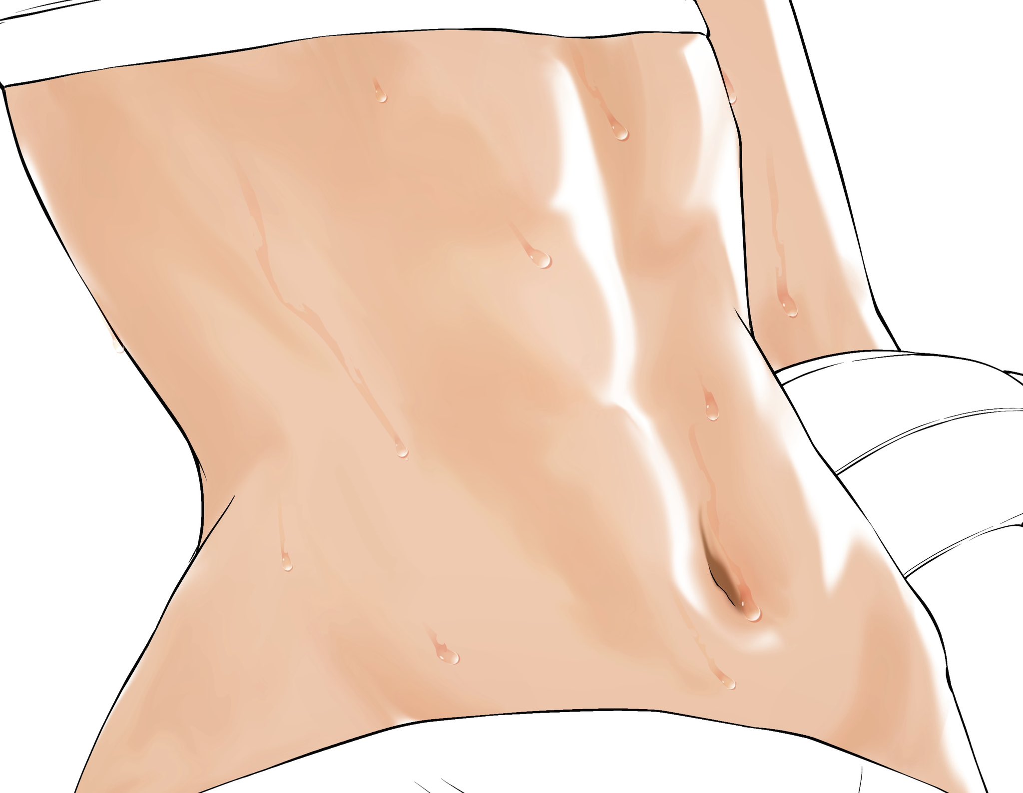iwami kiyoko, original, commentary request, highres, 1girl, ball, close-up, grey background, holding, holding ball, navel, partially colored, simple background, solo, stomach, stomach focus, sweat, toned, toned female, volleyball (object)
