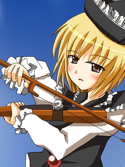 lunasa prismriver, touhou, 1girl, blonde hair, female focus, gradient background, hat, instrument, solo, upper body, violin