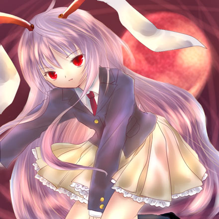 torii sumi, reisen udongein inaba, touhou, lowres, 1girl, animal ears, female focus, outdoors, rabbit ears, skirt, sky, solo