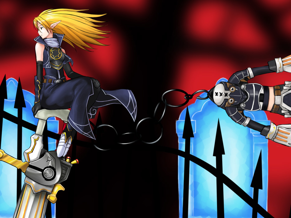 joni, kaibutsu oujo, blonde hair, goth fashion, parody