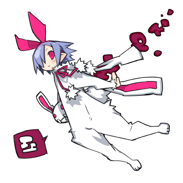 harada takehito, pleinair, usagi-san, blue hair, bow, pink eyes, rabbit, red eyes, ribbon, solo, stuffed animal, stuffed toy