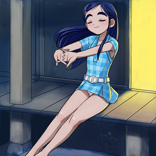 haruyama kazunori, yukishiro honoka, futari wa precure, precure, lowres, 00s, 1girl, armpit peek, female focus, night, panties, pantyshot, solo, thick eyebrows, underwear, veranda