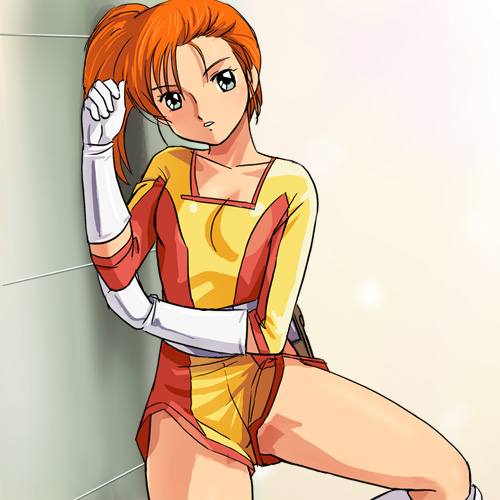 haruyama kazunori, mia white, machine robo, machine robo bucchigiri battle hackers, lowres, gloves, ponytail, solo