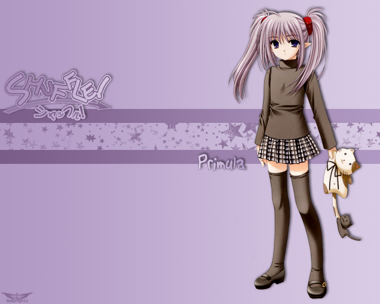nishimata aoi, primula, shuffle!, 00s, cat, skirt, solo, thighhighs, zettai ryouiki
