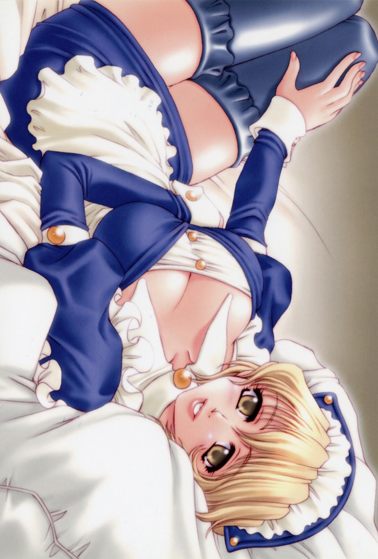 kanesada keishi, highres, tagme, 1girl, female focus, maid, solo, thighhighs