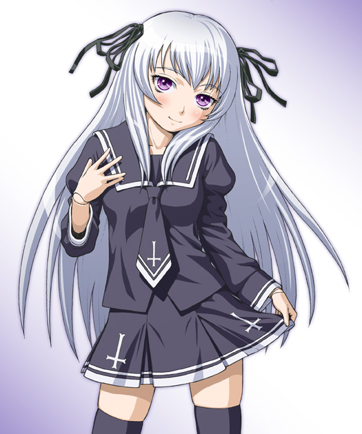 ichikawa masahiro, suigintou, rozen maiden, 00s, doll joints, joints, long hair, miniskirt, school uniform, serafuku, skirt, solo, thighhighs, zettai ryouiki