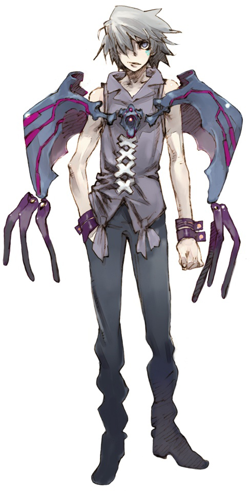 toi8, gig, gig (soul cradle), nippon ichi, soul cradle, silver hair, official art, 1boy, blue eyes, male focus, solo