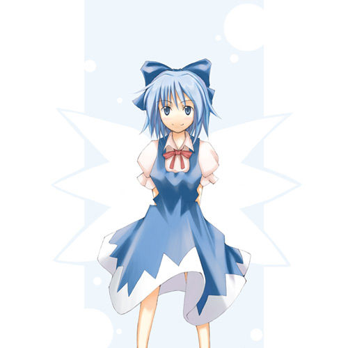 hirono, cirno, embodiment of scarlet devil, touhou, lowres, 1girl, bow, female focus, solo