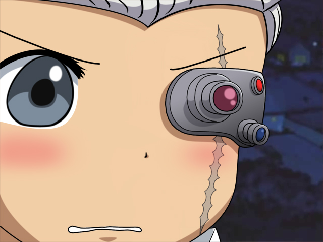 franz (kaibutsu oujo), kaibutsu oujo, 1boy, android, butler, grey eyes, gununu (meme), male focus, meme, parody, solo, white hair